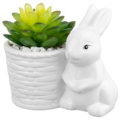 Кашпо- фигурка 11,5х7,2х10,5 см Elan Gallery Заяц с цветком