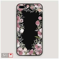 Матовый силиконовый чехол "Розовая цветочная рамка" на Apple iPhone 7 Plus / Айфон 7 Плюс Case Place