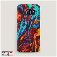 Чехол Пластиковый Samsung Galaxy S7 Желто-голубой флюид Case Place
