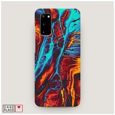 Чехол Пластиковый Samsung Galaxy S20 Желто-голубой флюид Case Place