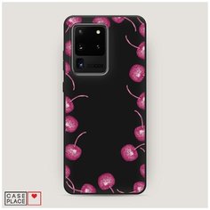 Чехол силиконовый Матовый Samsung Galaxy S20 Ultra Рамка из вишни Case Place