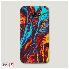 Чехол Пластиковый Samsung Galaxy A7 2017 Желто-голубой флюид Case Place