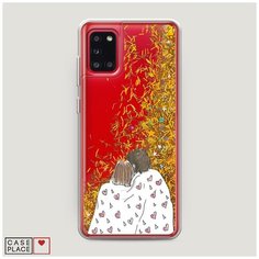 Чехол Жидкий с блестками Samsung Galaxy A31 Плед на двоих Case Place
