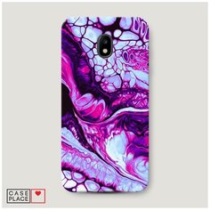 Чехол Пластиковый Samsung Galaxy J3 2017 Розовый флюид арт Case Place
