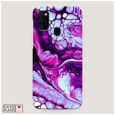 Чехол Пластиковый Samsung Galaxy M21 Розовый флюид арт Case Place