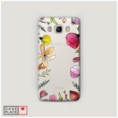 Чехол Пластиковый Samsung Galaxy J7 2016 Цветочная рамка Case Place