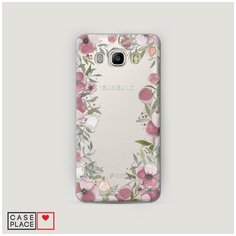 Чехол Пластиковый Samsung Galaxy J7 2016 Розовая цветочная рамка Case Place