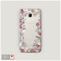 Чехол Пластиковый Samsung Galaxy J5 2016 Розовая цветочная рамка Case Place