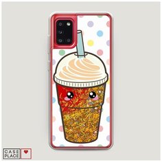 Чехол Жидкий с блестками Samsung Galaxy A31 Милый стакан Case Place