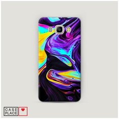 Чехол Пластиковый Samsung Galaxy J7 2016 Фиолетовый флюид арт Case Place
