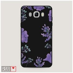 Чехол силиконовый Матовый Samsung Galaxy J7 2016 Сиреневая цветочная рамка Case Place