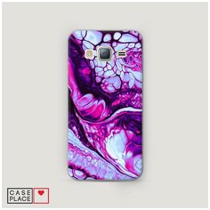 Чехол Пластиковый Samsung Galaxy J3 2016 Розовый флюид арт Case Place
