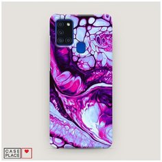 Чехол Пластиковый Samsung Galaxy A21s Розовый флюид арт Case Place