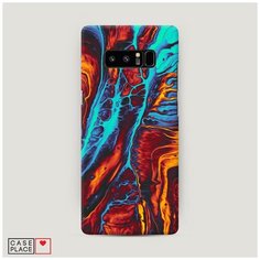 Чехол Пластиковый Samsung Galaxy Note 8 Желто-голубой флюид Case Place