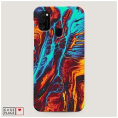 Чехол Пластиковый Samsung Galaxy M21 Желто-голубой флюид Case Place