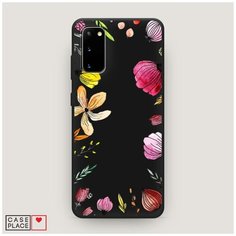 Чехол силиконовый Матовый Samsung Galaxy S20 Цветочная рамка Case Place