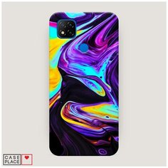 Чехол Пластиковый Xiaomi Redmi 9C Фиолетовый флюид арт Case Place