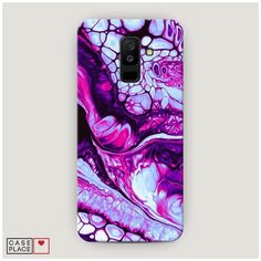 Чехол Пластиковый Samsung Galaxy A6 Plus Розовый флюид арт Case Place