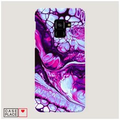 Чехол Пластиковый Samsung Galaxy A8 2018 Розовый флюид арт Case Place