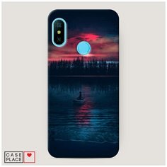 Чехол Пластиковый Xiaomi Redmi 6 Pro Лодка в закате Case Place