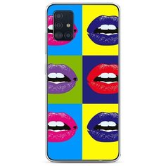 Силиконовый чехол "губы разноцветная помада" на Samsung Galaxy A51 / Самсунг Гэлакси А51 Case Place