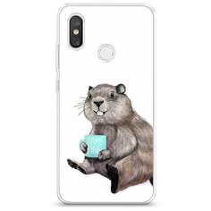 Силиконовый чехол "Бобер с кружкой" на Xiaomi Mi 8 / Сяоми Ми 8 Case Place
