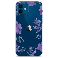 Силиконовый чехол "Сиреневая цветочная рамка" на Apple iPhone 12 mini / Айфон 12 Мини Case Place