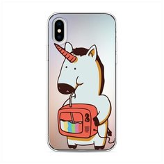Силиконовый чехол "Единорог и телевизор" на Apple iPhone X (10) / Айфон Икс (Десять) Case Place