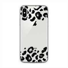 Силиконовый чехол "Окрас леопарда рамка черная" на Apple iPhone X (10) / Айфон Икс (Десять) Case Place
