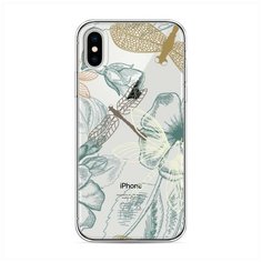 Силиконовый чехол "Тени стрекоз" на Apple iPhone X (10) / Айфон Икс (Десять) Case Place