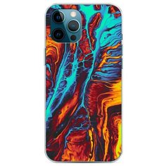 Силиконовый чехол "Желто-голубой флюид" на Apple iPhone 12 Pro Max / Айфон 12 Про Макс Case Place