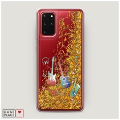 Чехол Жидкий с блестками Samsung Galaxy S20 Plus Музыкальные инструменты градиент Case Place