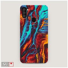 Чехол Пластиковый Samsung Galaxy A11 Желто-голубой флюид Case Place
