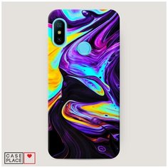 Чехол Пластиковый Xiaomi Mi A2 Lite Фиолетовый флюид арт Case Place