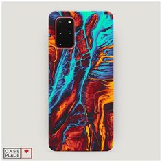 Чехол Пластиковый Samsung Galaxy S20 Plus Желто-голубой флюид Case Place