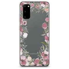Силиконовый чехол "Розовая цветочная рамка" на Samsung Galaxy S20 / Самсунг Гэлакси S20 Case Place
