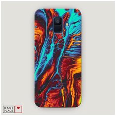 Чехол Пластиковый Samsung Galaxy A6 Желто-голубой флюид Case Place