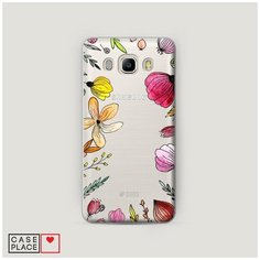 Чехол Пластиковый Samsung Galaxy J5 2016 Цветочная рамка Case Place