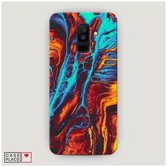 Чехол Пластиковый Samsung Galaxy A6 Plus Желто-голубой флюид Case Place