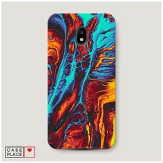 Чехол Пластиковый Samsung Galaxy J3 2017 Желто-голубой флюид Case Place