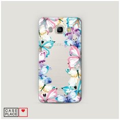 Чехол Пластиковый Samsung Galaxy J7 2016 Рамка из бабочек Case Place