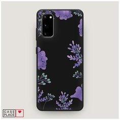 Чехол силиконовый Матовый Samsung Galaxy S20 Сиреневая цветочная рамка Case Place