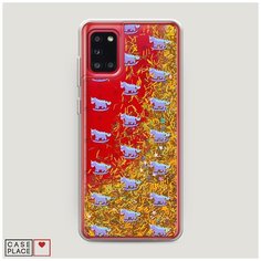 Чехол Жидкий с блестками Samsung Galaxy A31 Качели-единороги фон Case Place