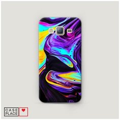 Чехол Пластиковый Samsung Galaxy J3 2016 Фиолетовый флюид арт Case Place