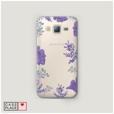 Чехол Пластиковый Samsung Galaxy J3 2016 Сиреневая цветочная рамка Case Place