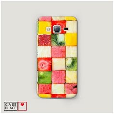 Чехол Пластиковый Samsung Galaxy J3 2016 Фруктовые кубики Case Place