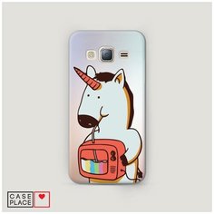 Чехол Пластиковый Samsung Galaxy J3 2016 Единорог и телевизор Case Place