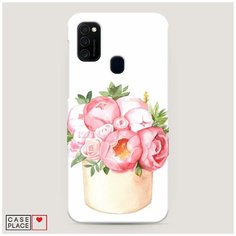 Чехол Пластиковый Samsung Galaxy M21 Коробка с пионами Case Place