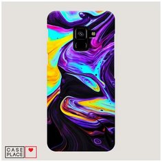 Чехол Пластиковый Samsung Galaxy A8 2018 Фиолетовый флюид арт Case Place