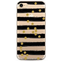 Силиконовый чехол "Черные полоски с золотыми кружками" на Apple iPhone 8 / Айфон 8 Case Place
